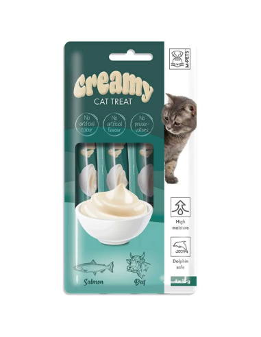 M-Pets Creamy Cat Λιχουδιά Γάτας Με Σολομό Και Μοσχάρι 4x15gr