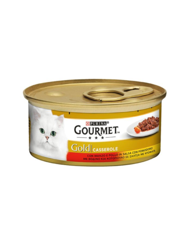 Purina Gourmet Gold Double Pleasure Casserole Κονσέρβα Γάτας Με Βοδινό Και Κοτόπουλο Σε Σάλτσα Ντομάτας 85gr